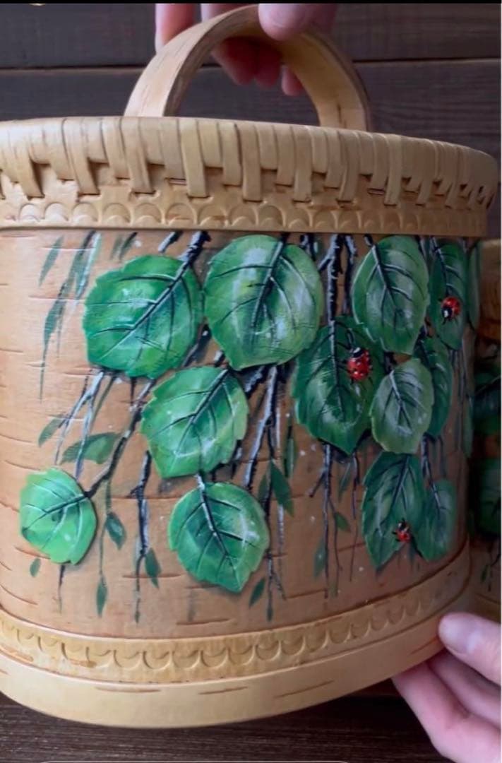 ロシア雑貨☆白樺 ベレスタ収納ボックスA ハンドペイントbox マトリョーシカ