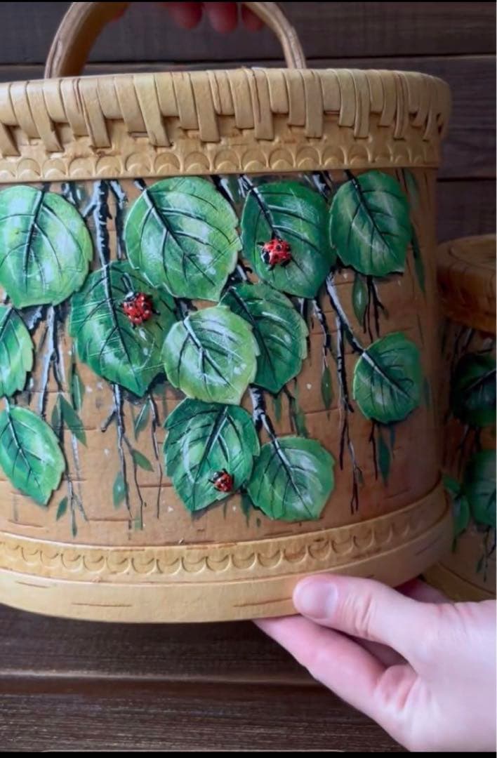 ロシア雑貨☆白樺 ベレスタ収納ボックスA ハンドペイントbox マトリョーシカ