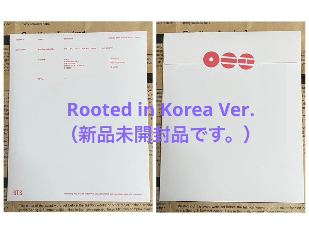 BTS公式アルバム『ARIRANG』２形態セット新品未使用未再生品