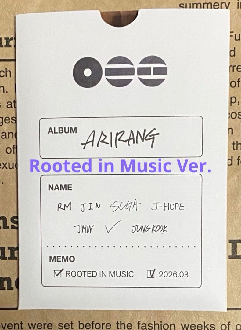 BTS公式アルバム『ARIRANG』２形態セット新品未使用未再生品