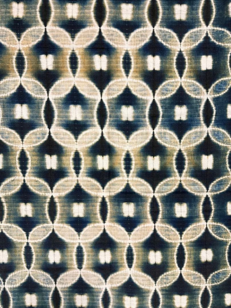 N希少「片野元彦」藍染絞り作家 有松鳴海絞り 天然藍染古布 大阪民藝館出品布