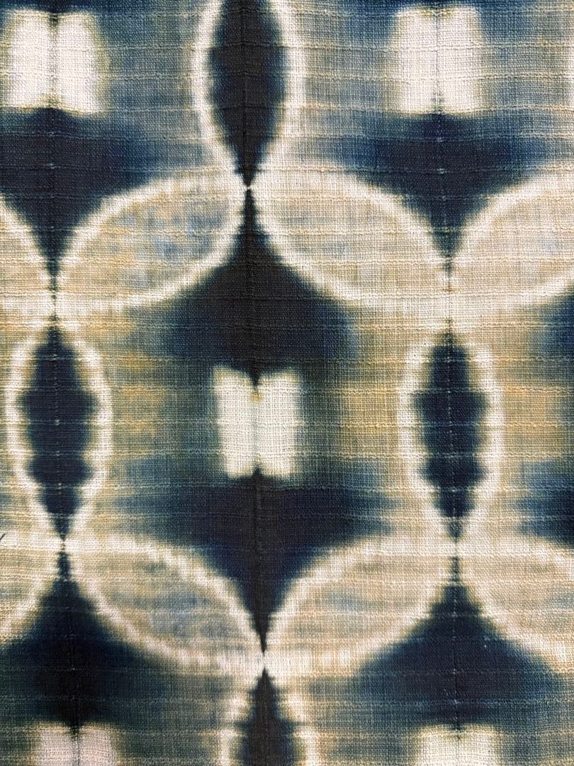 N希少「片野元彦」藍染絞り作家 有松鳴海絞り 天然藍染古布 大阪民藝館出品布