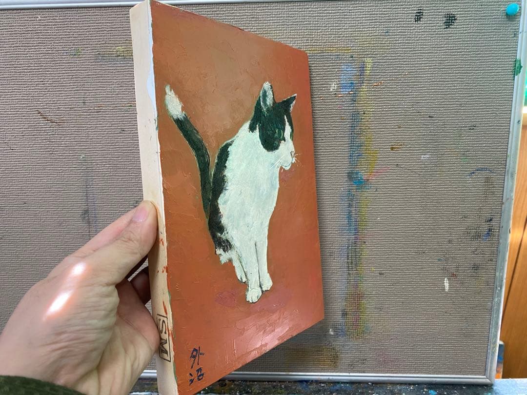 はちわれ猫の油絵