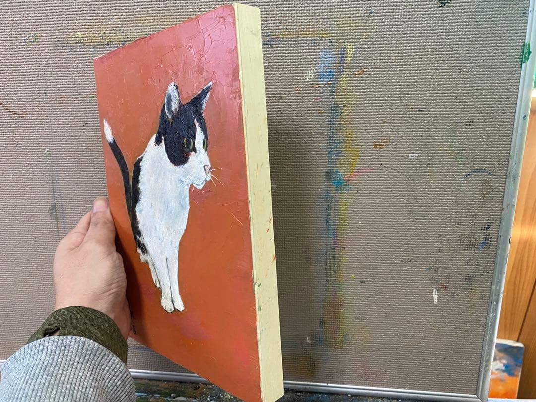 はちわれ猫の油絵