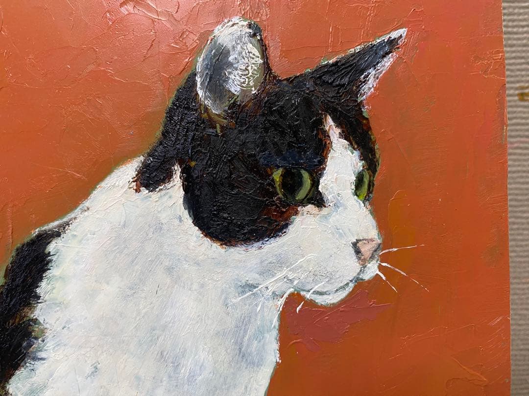 はちわれ猫の油絵