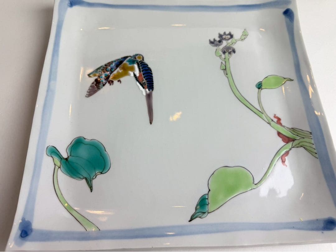 九谷焼 武腰潤　色絵　川蝉文盛器