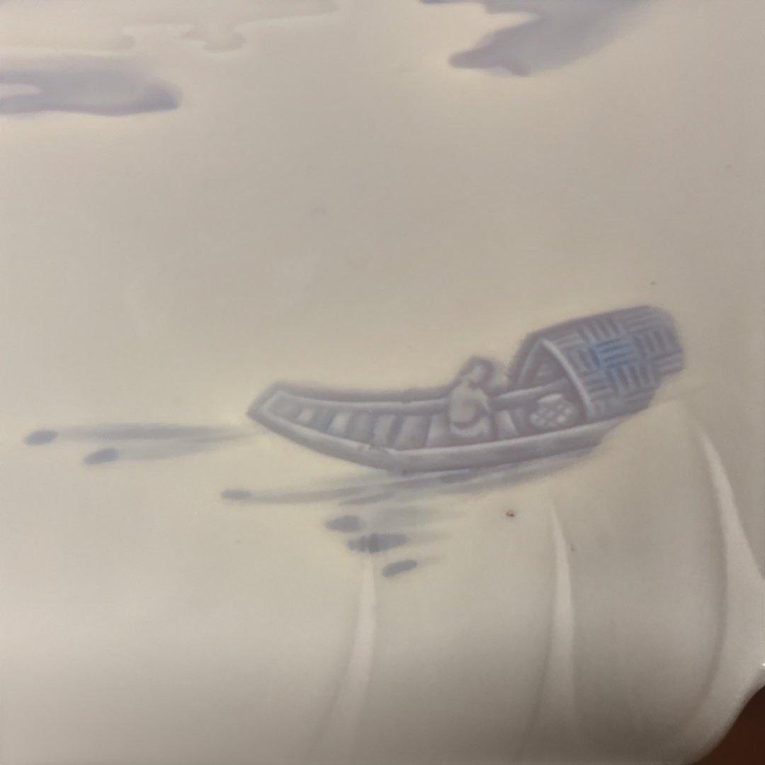 富士山と舟の貝殻型皿、オキュパイドジャパン時代