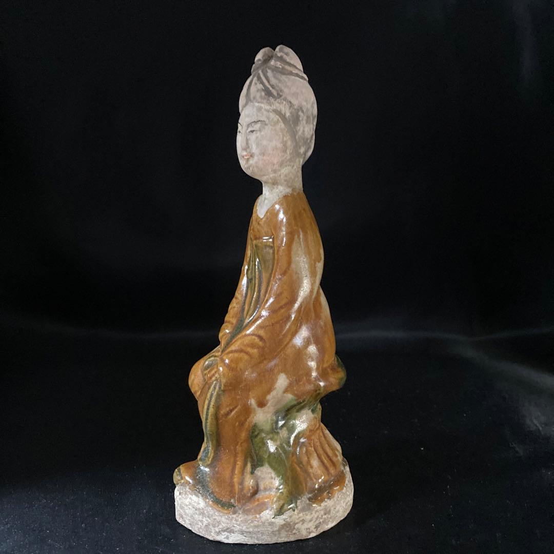 赤札閉店セール❗️【ギャラリー三益】三彩美人座俑（唐時代）