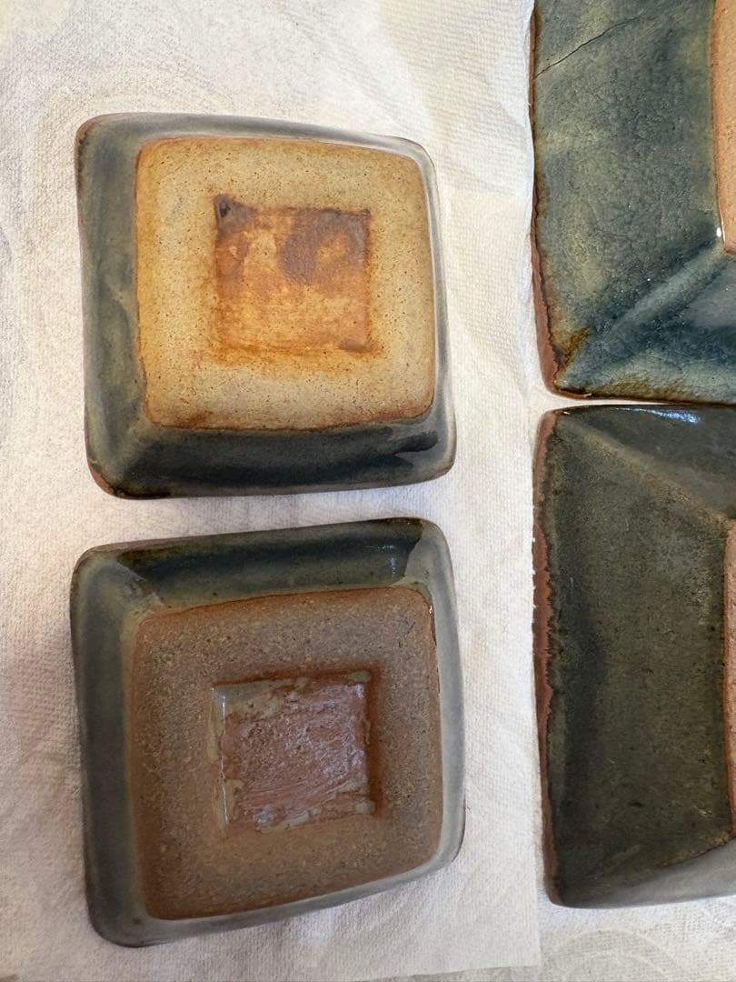 温泉津焼　森山壺　角皿　 中皿2枚　小皿2枚　 計4枚
