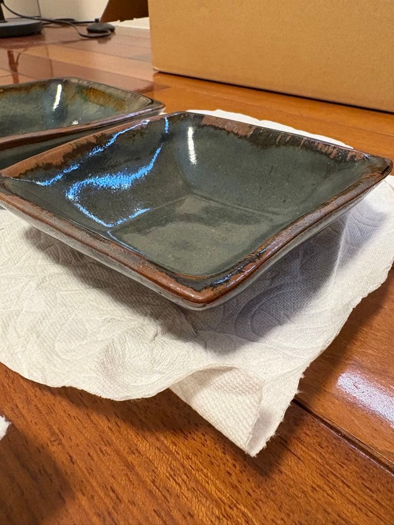 温泉津焼　森山壺　角皿　 中皿2枚　小皿2枚　 計4枚