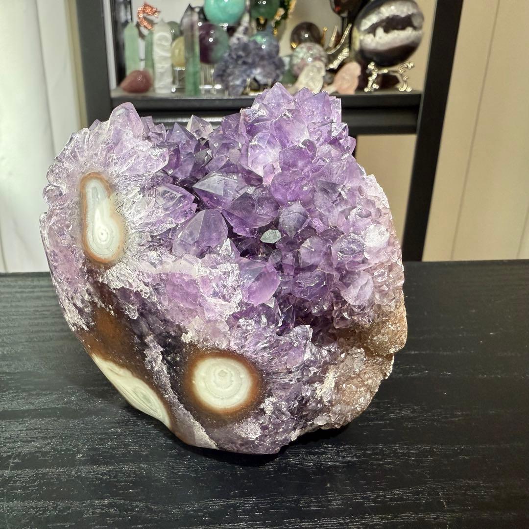 天然石アメジストの原石　置物NO.062611