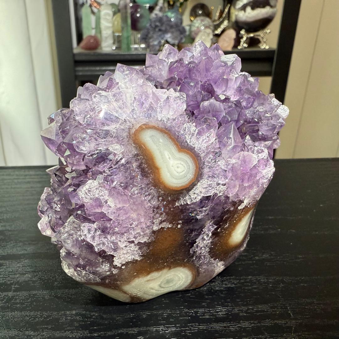 天然石アメジストの原石　置物NO.062611