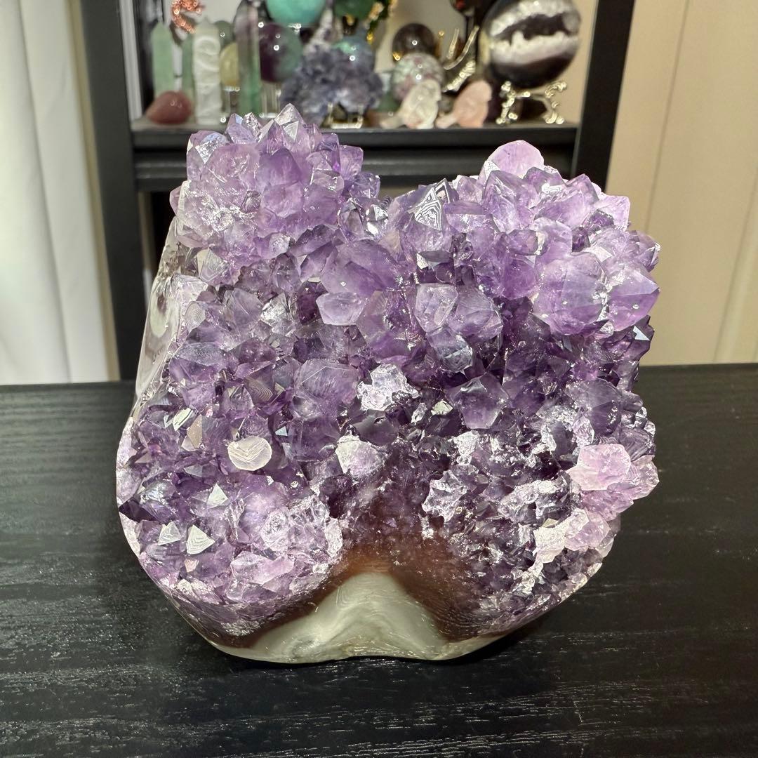 天然石アメジストの原石　置物NO.062611