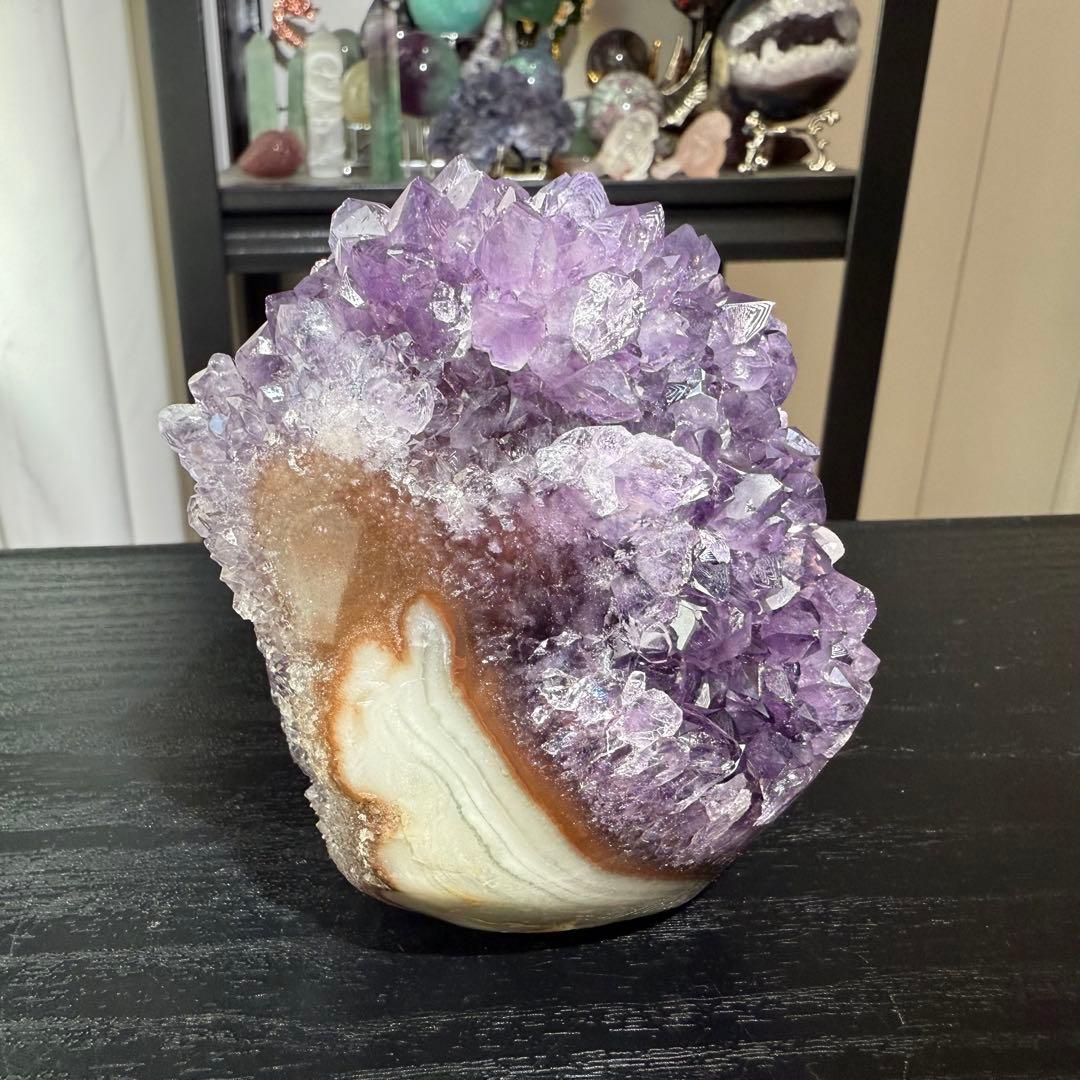 天然石アメジストの原石　置物NO.062611