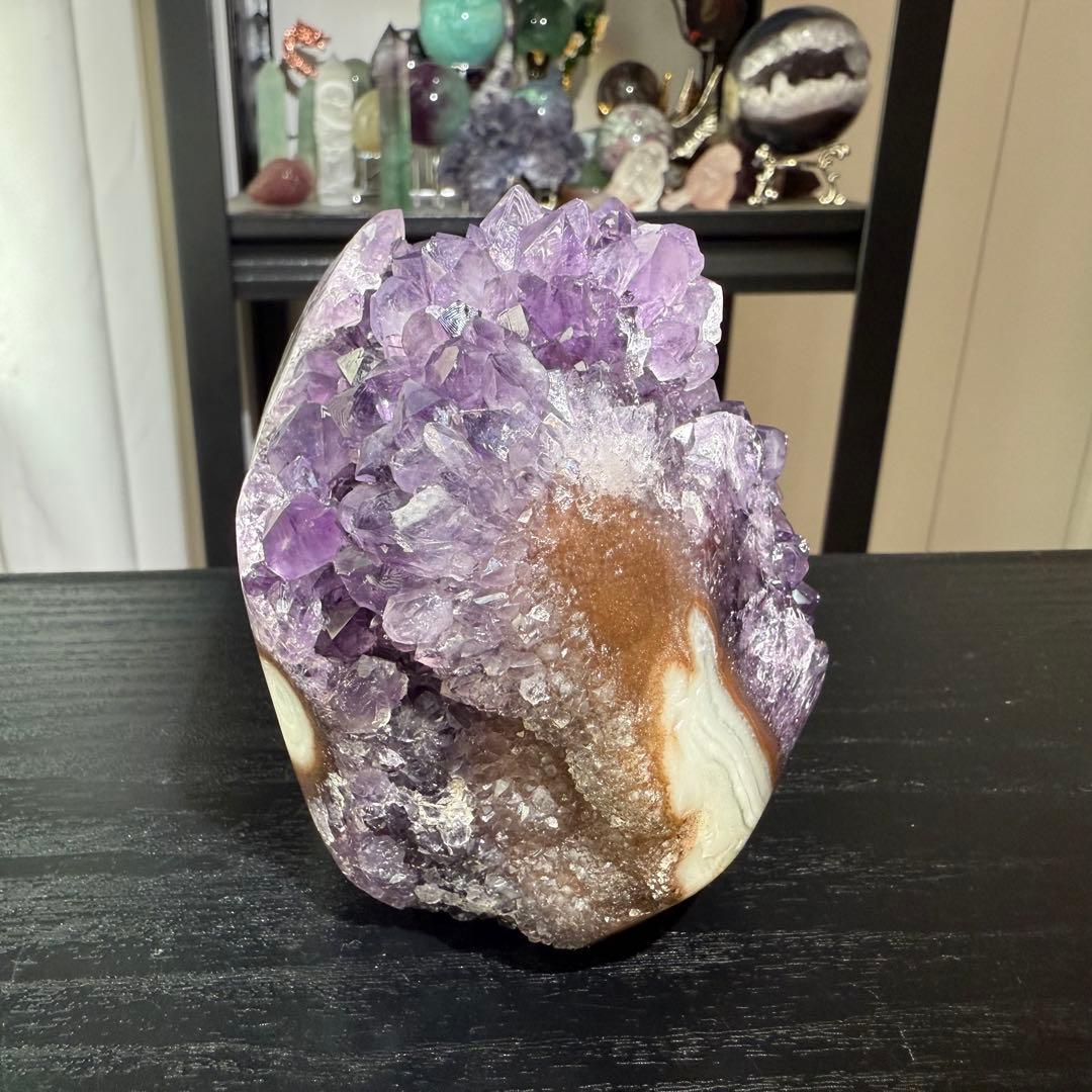 天然石アメジストの原石　置物NO.062611