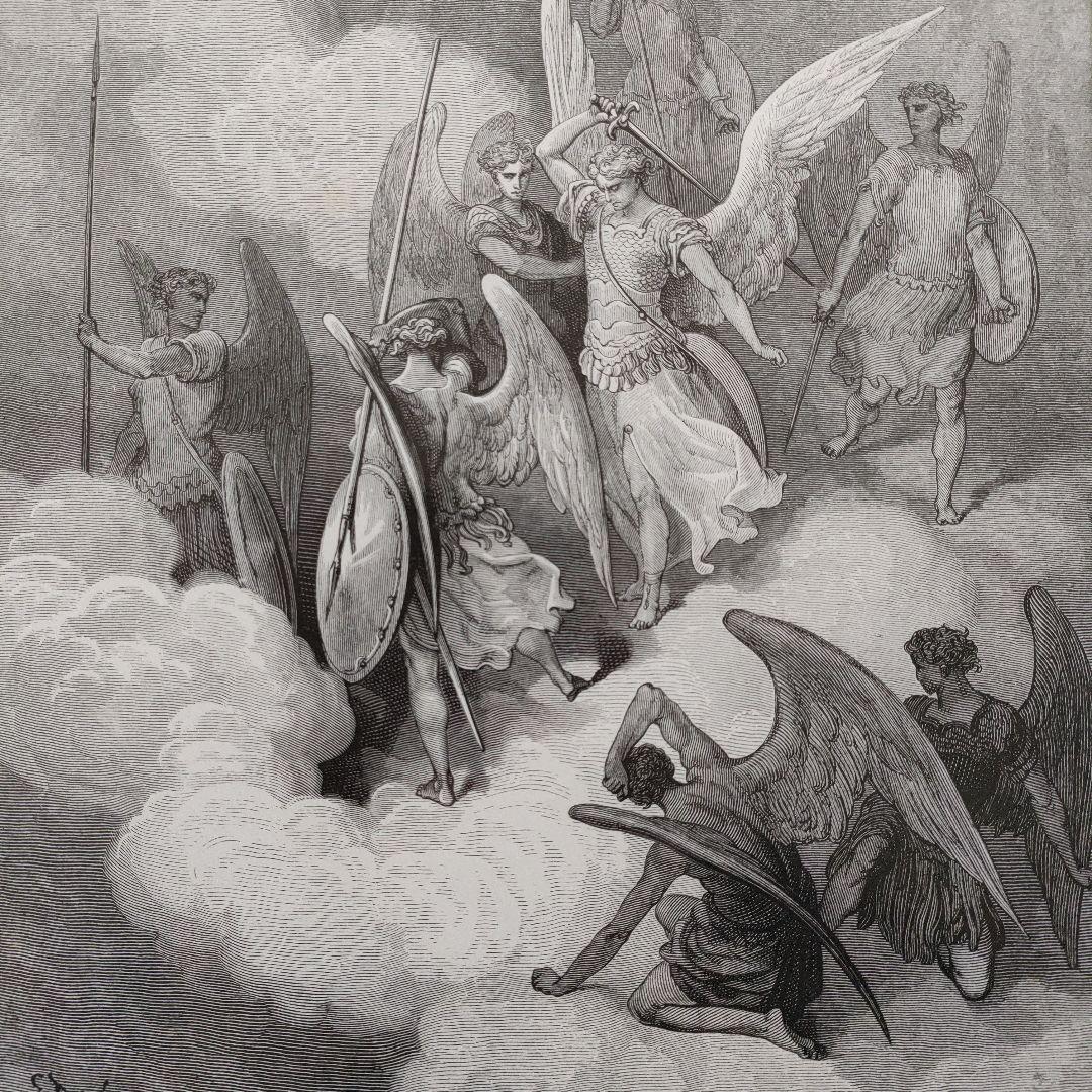 未使用\" ギュスターヴ ドレ　木口木版『失楽園/ミルトン』1870年代制作