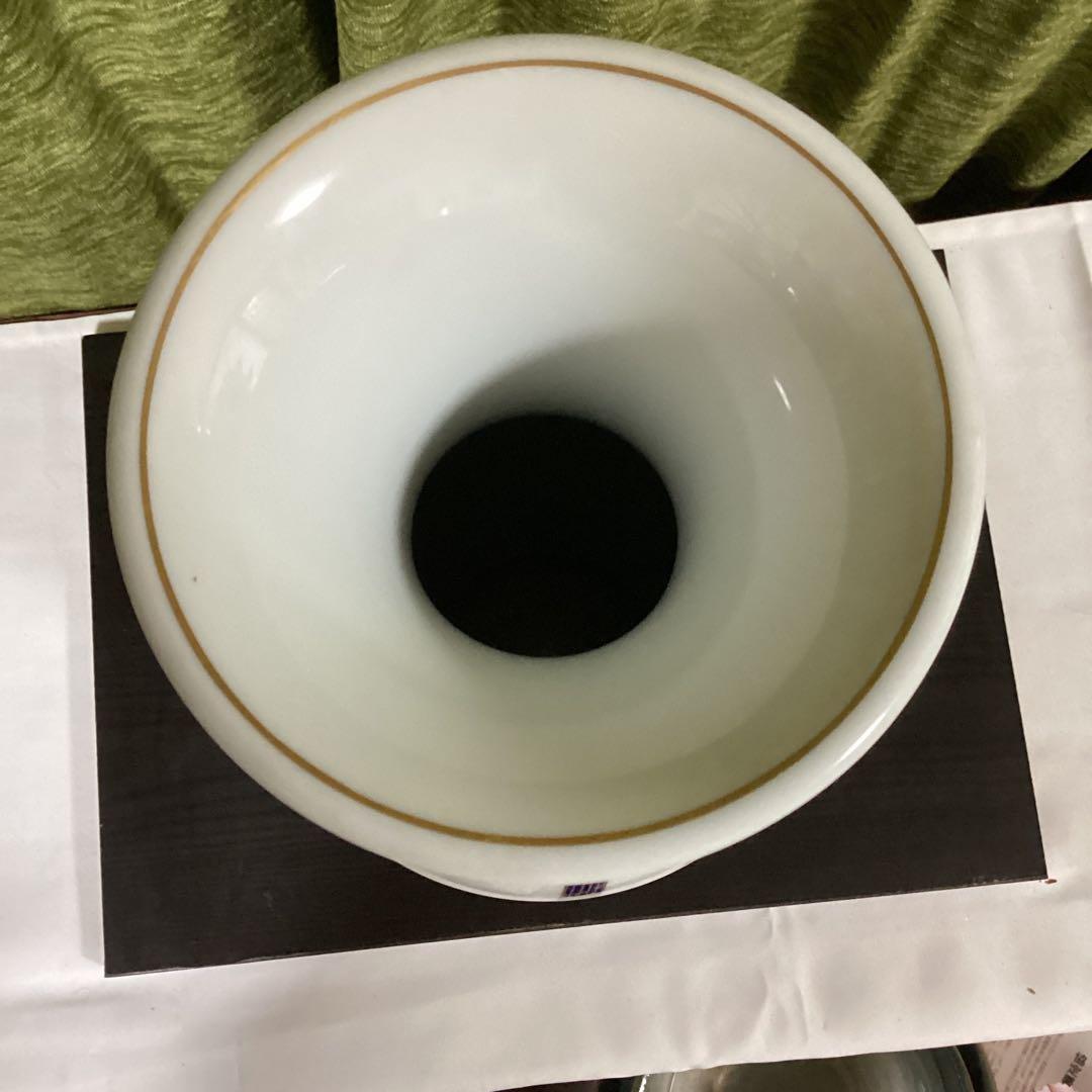 深川製磁　染錦花菖蒲絵　明治型13号花生　元箱付き