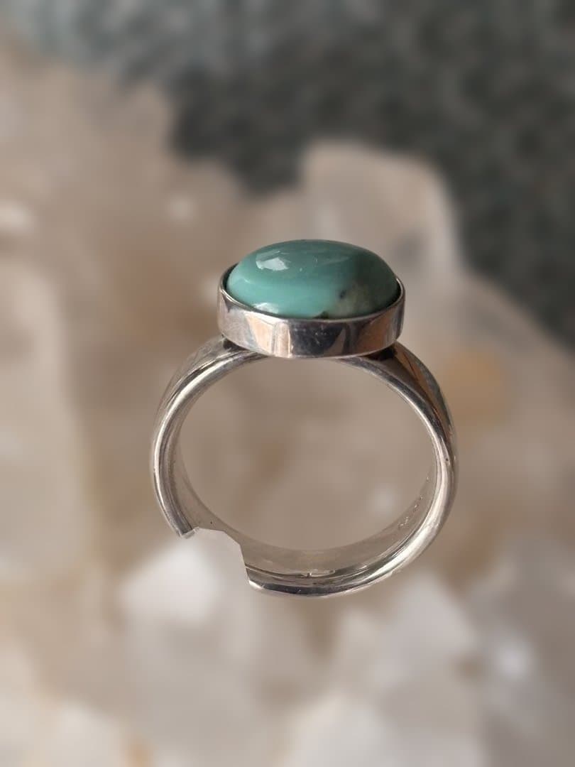 キングマンターコイズ silver925リング☆オーバルカット◯一点もの