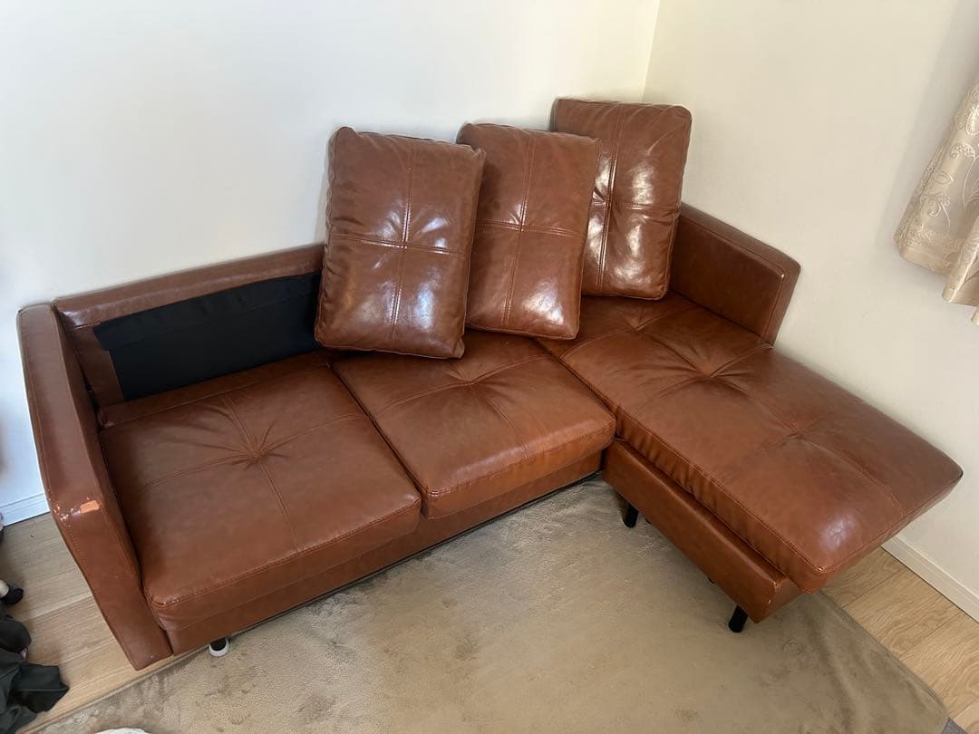 カルロス　3人掛けL字ソファ　オットマン付き