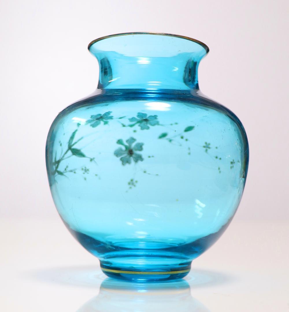 オールド・バカラ 19世紀 幻の蒼金彩 ジャポニスム 金彩エナメル装飾 壺 花瓶