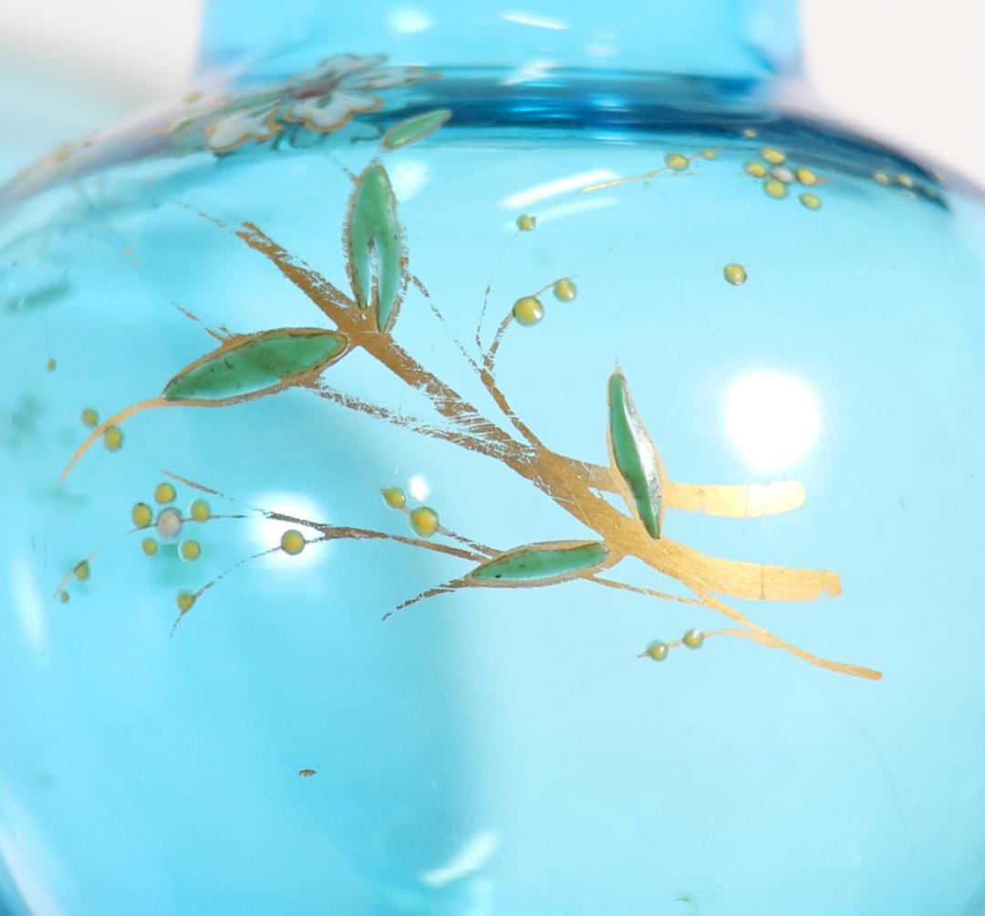 オールド・バカラ 19世紀 幻の蒼金彩 ジャポニスム 金彩エナメル装飾 壺 花瓶