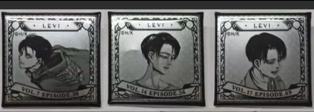 ピンズ 全3種5個 「進撃の巨人 リヴァイバースデースクエア缶バッジ」微笑み兵長