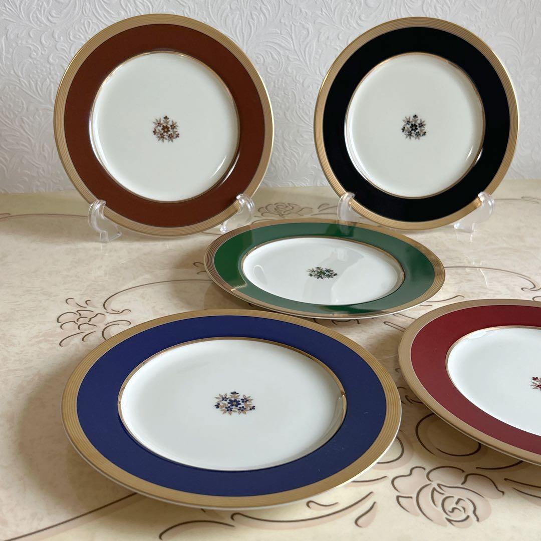 たち吉　リッチフィールド　色変り　ミディアムプレート　5枚セット　ゴールド　中皿