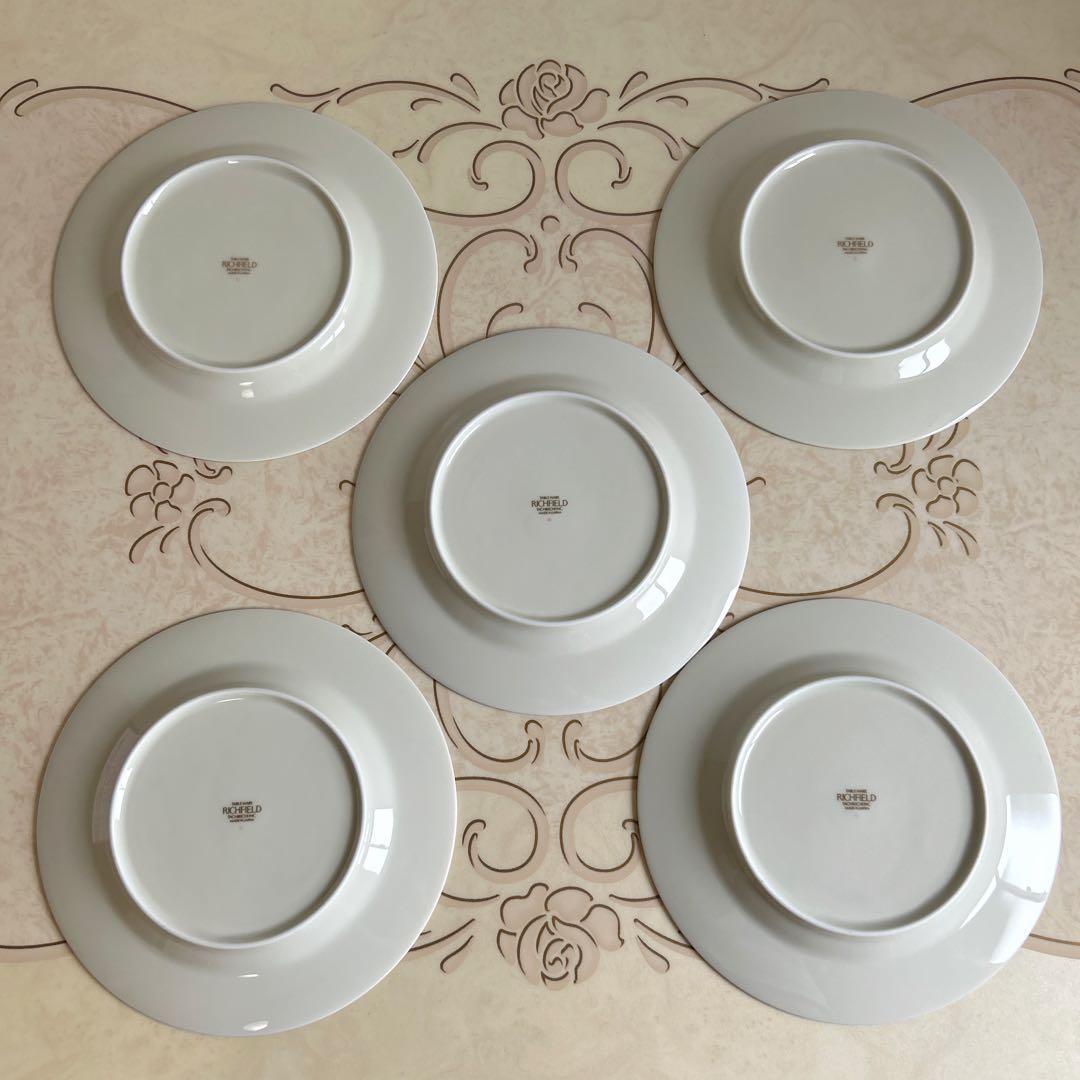 たち吉　リッチフィールド　色変り　ミディアムプレート　5枚セット　ゴールド　中皿