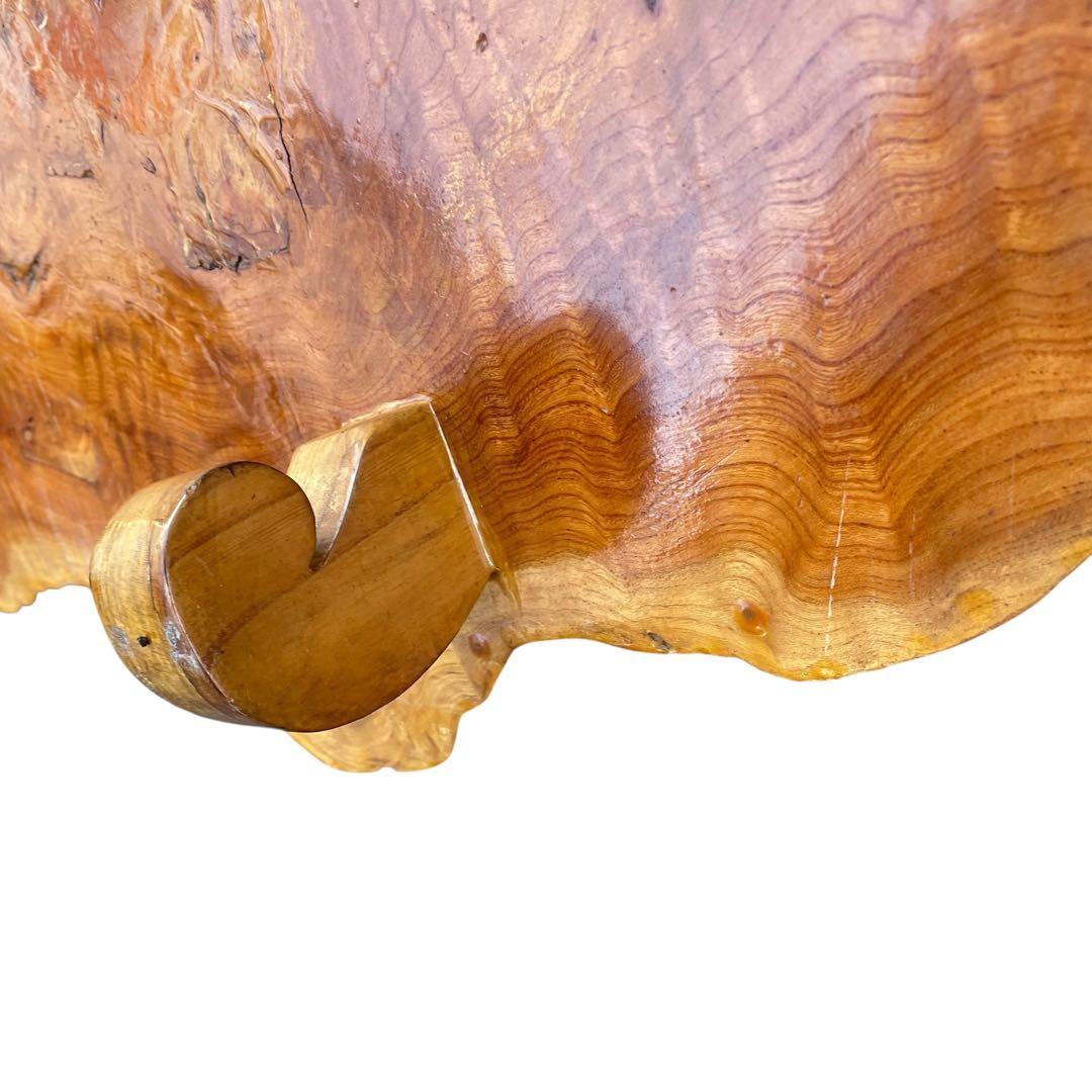 天然木 欅材 一枚板 脚付き 小型 座卓 センターテーブル 楕円形 花台