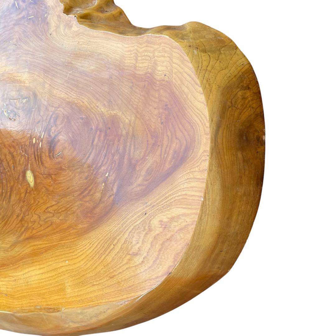 天然木 欅材 一枚板 脚付き 小型 座卓 センターテーブル 楕円形 花台