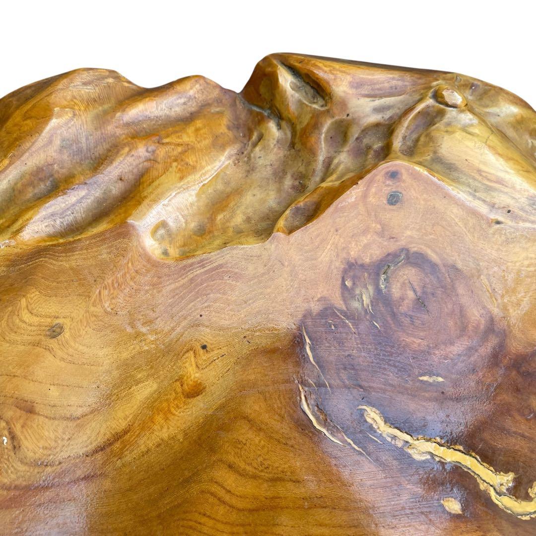 天然木 欅材 一枚板 脚付き 小型 座卓 センターテーブル 楕円形 花台