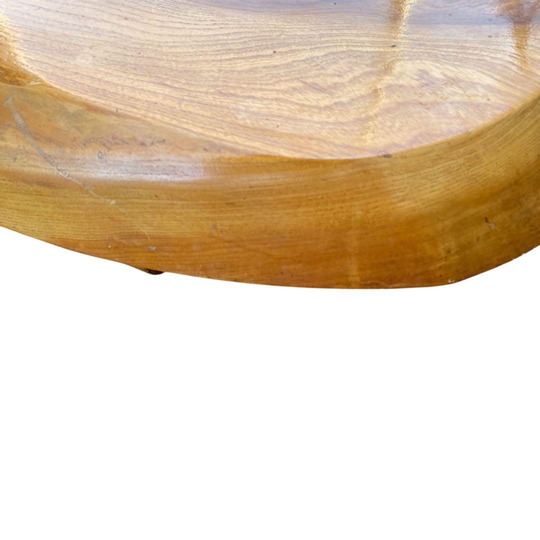 天然木 欅材 一枚板 脚付き 小型 座卓 センターテーブル 楕円形 花台