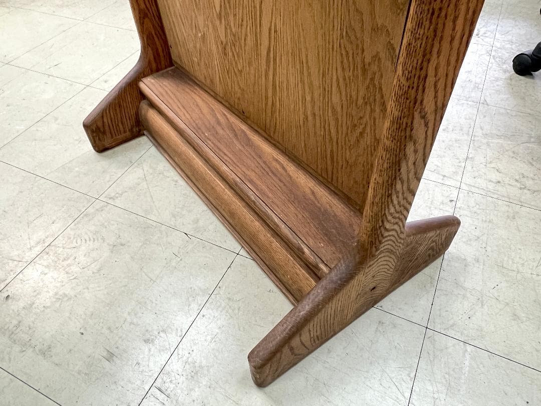 【USA製】オーク無垢 スタンドミラー 高級家具 姿見 彫刻 オークウッド