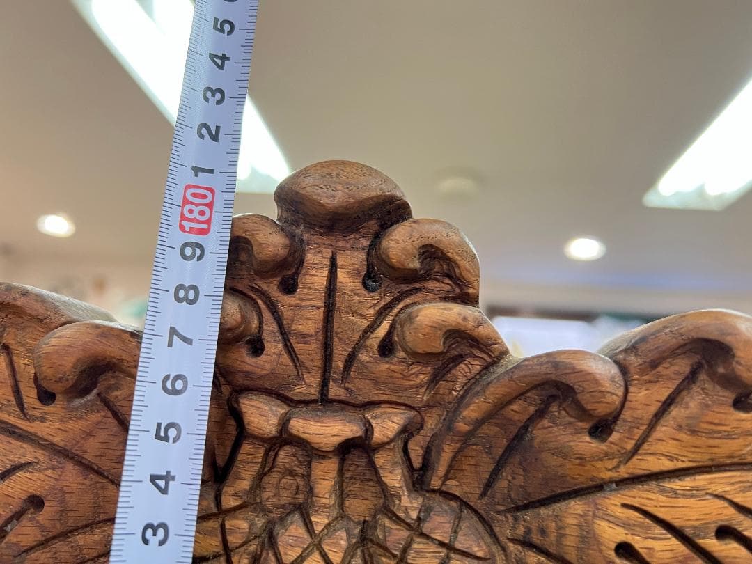 【USA製】オーク無垢 スタンドミラー 高級家具 姿見 彫刻 オークウッド