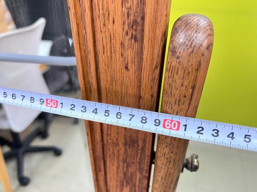 【USA製】オーク無垢 スタンドミラー 高級家具 姿見 彫刻 オークウッド