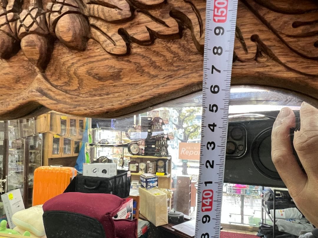 【USA製】オーク無垢 スタンドミラー 高級家具 姿見 彫刻 オークウッド