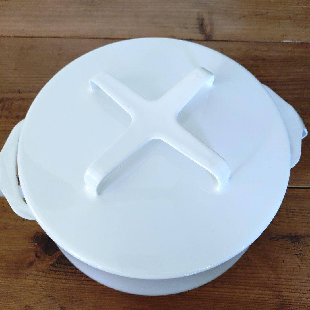 DANSK ホーロー 蓋付き　両手　白　ダンスク　18cm