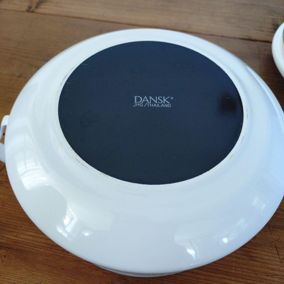 DANSK ホーロー 蓋付き　両手　白　ダンスク　18cm