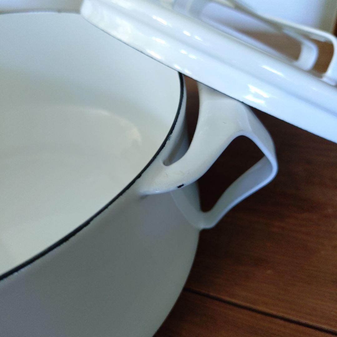 DANSK ホーロー 蓋付き　両手　白　ダンスク　18cm