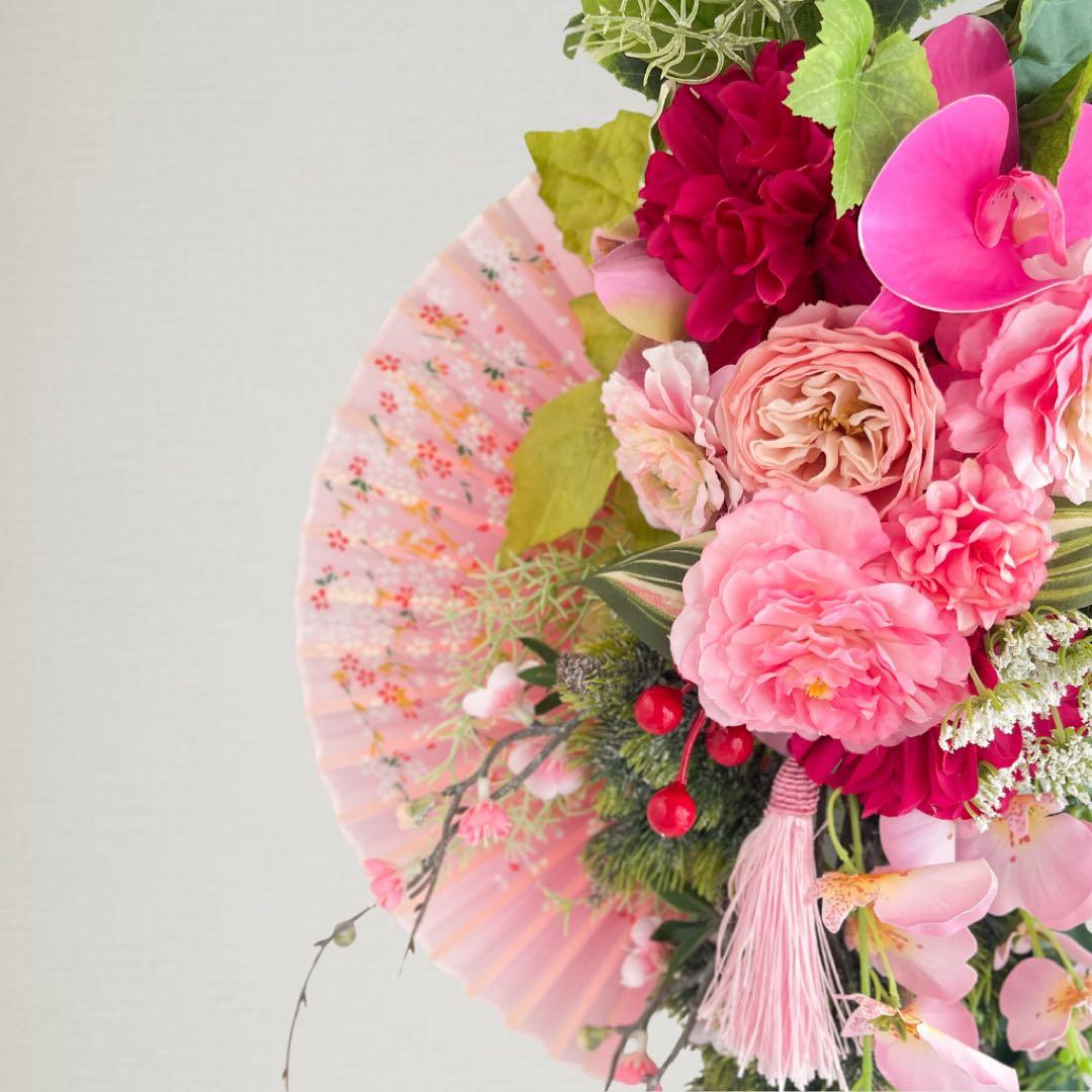 扇の華 しめ縄 アレンジメント〈タッセル付き〉　しめ縄リース しめ飾り 正月飾り