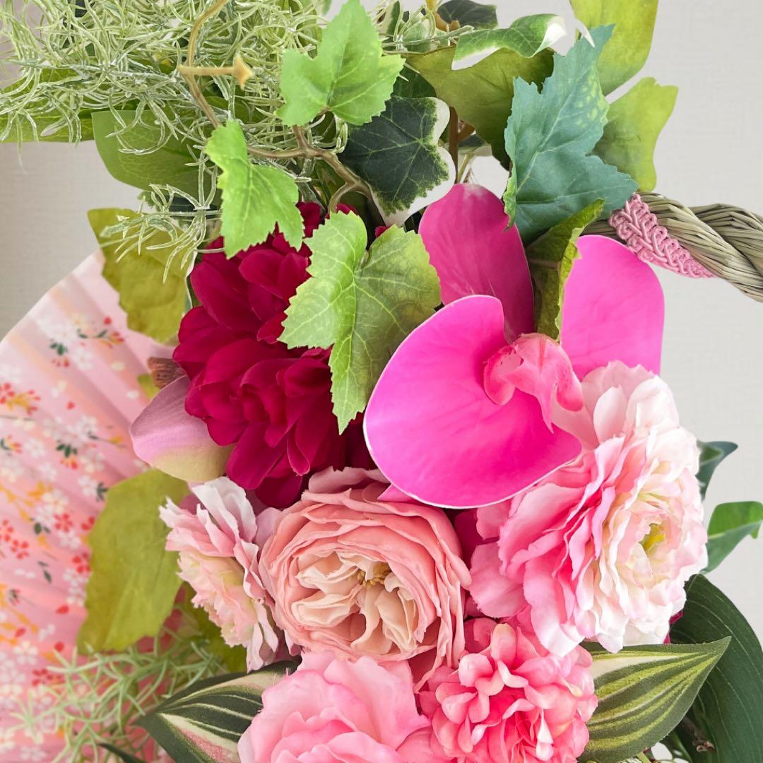 扇の華 しめ縄 アレンジメント〈タッセル付き〉　しめ縄リース しめ飾り 正月飾り