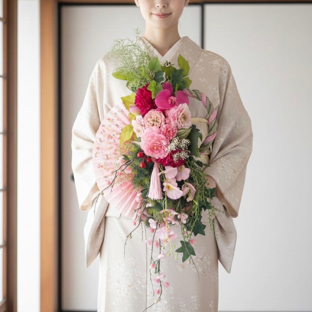 扇の華 しめ縄 アレンジメント〈タッセル付き〉　しめ縄リース しめ飾り 正月飾り