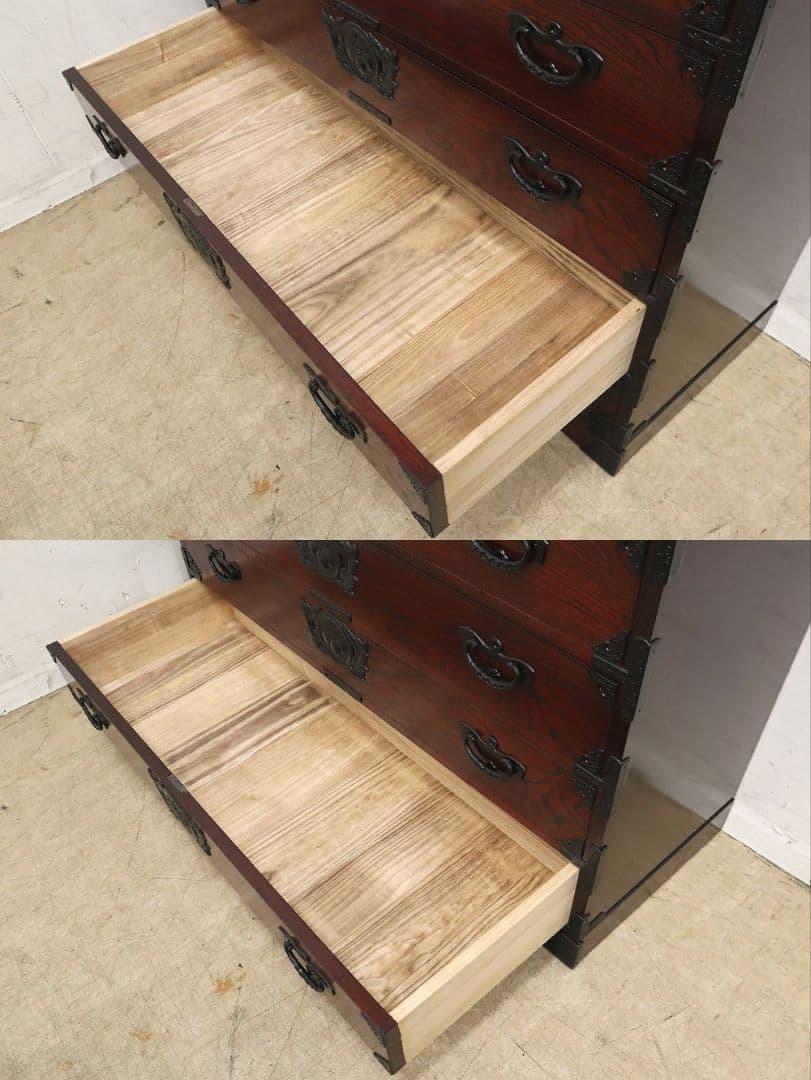 美品【岩谷堂箪笥】ケヤキ欅・5段7杯 整理箪笥 鍵付・チェスト・和箪笥◆民芸家具