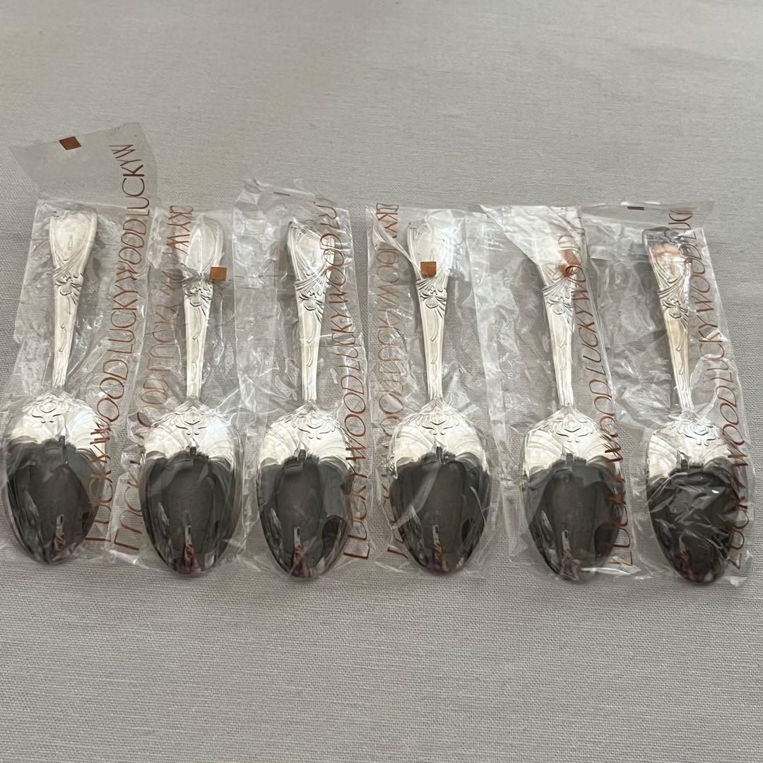 未使用品 ラッキーウッド パリ メッキ厚20μ ティースプーン 6本