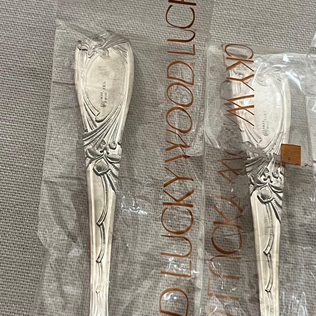 未使用品 ラッキーウッド パリ メッキ厚20μ ティースプーン 6本