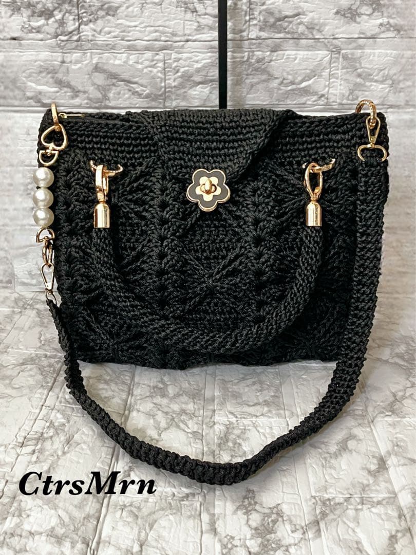 ✧‧˚ Fatima✧‧˚ハンドメイド 手編み バタフライ模様 バッグ