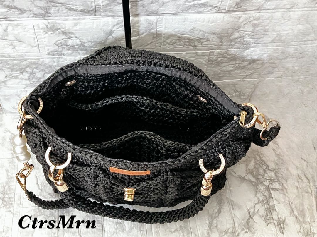 ✧‧˚ Fatima✧‧˚ハンドメイド 手編み バタフライ模様 バッグ