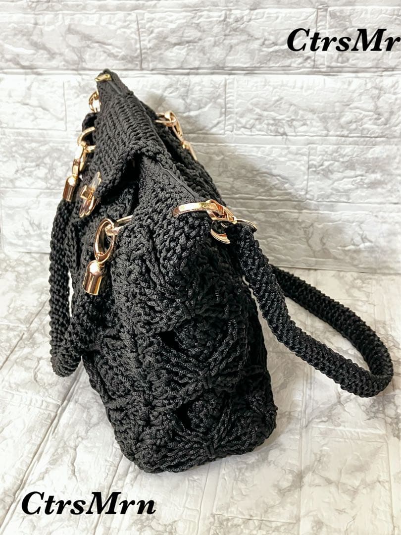 ✧‧˚ Fatima✧‧˚ハンドメイド 手編み バタフライ模様 バッグ