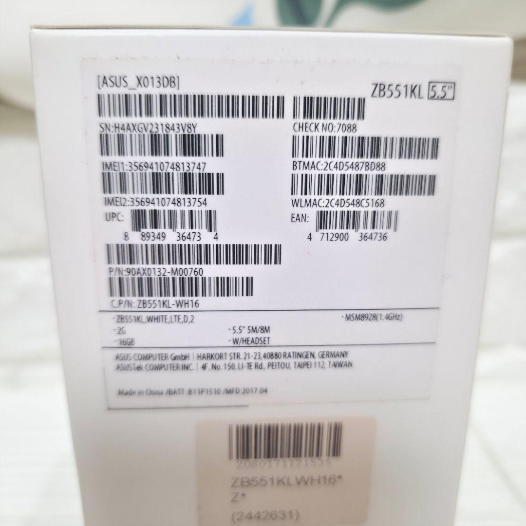 【472】ASUS Zenfone Go ZB551KL 16GB ホワイト