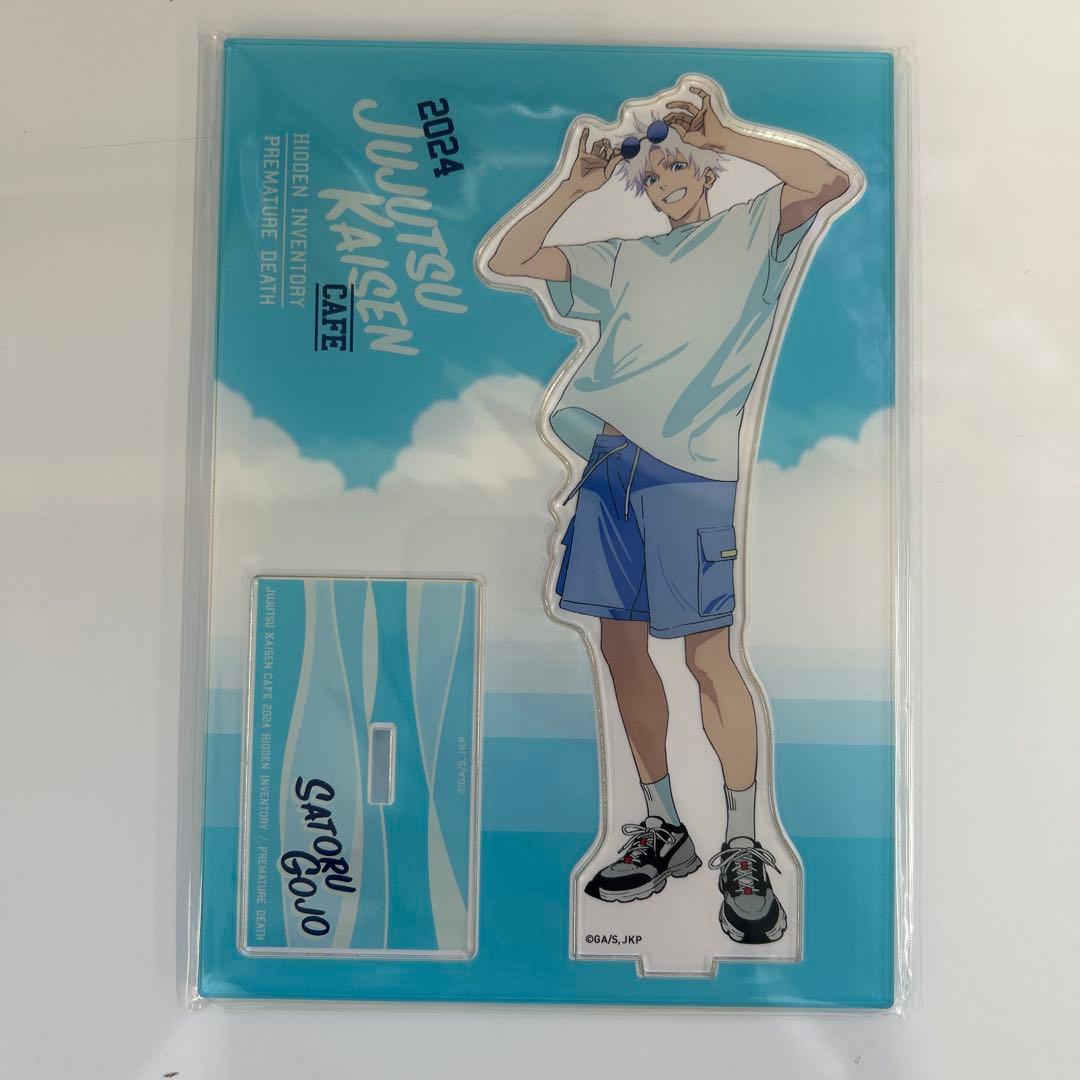 呪術廻戦cafe 2024　未開封缶バッジ10個+五条悟アクリルスタンド3個